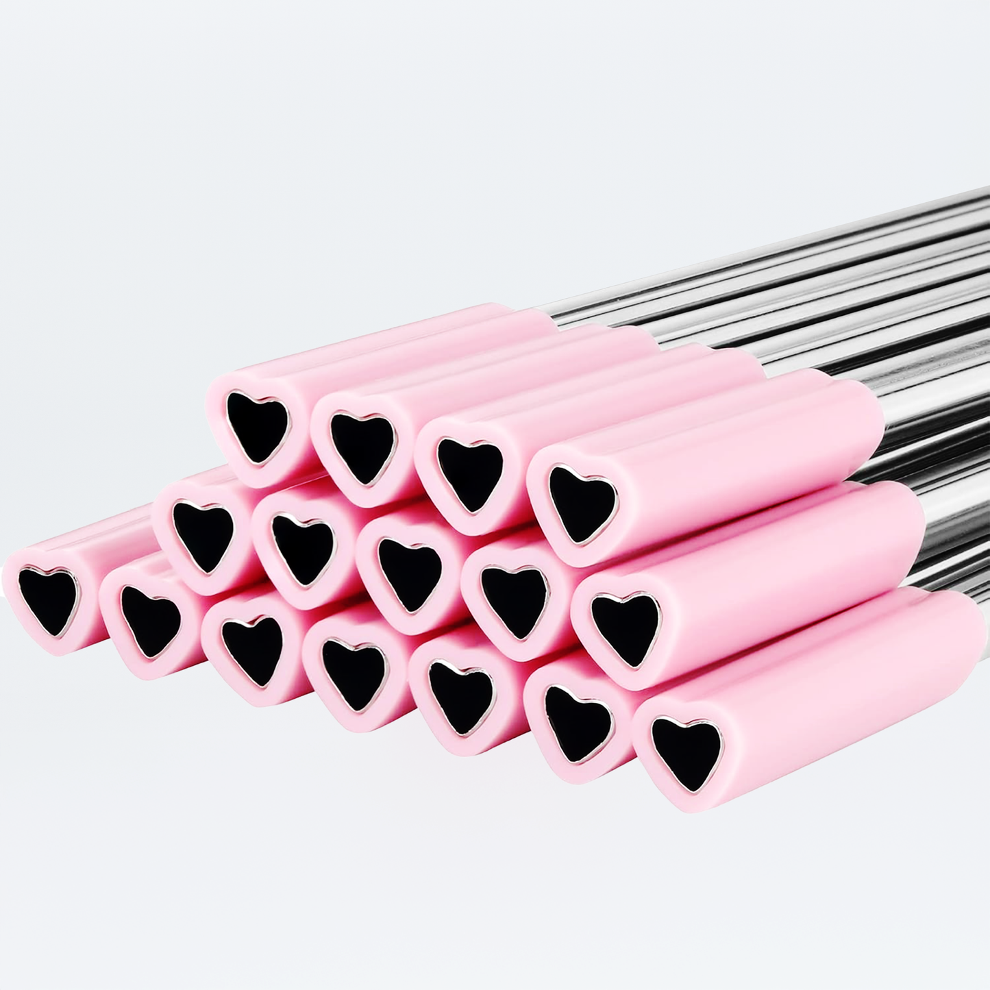 Pink Heart Metal Straw