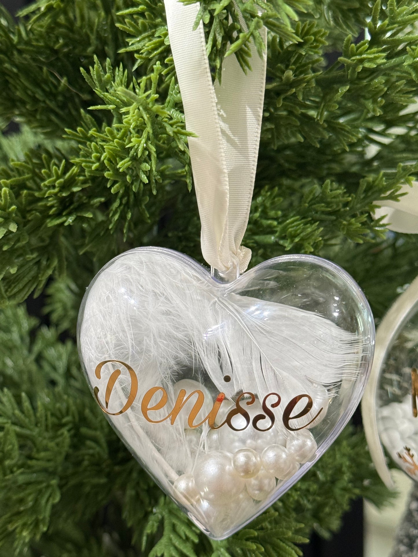 Pearl Feather Heart Ornament